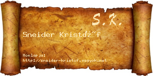 Sneider Kristóf névjegykártya